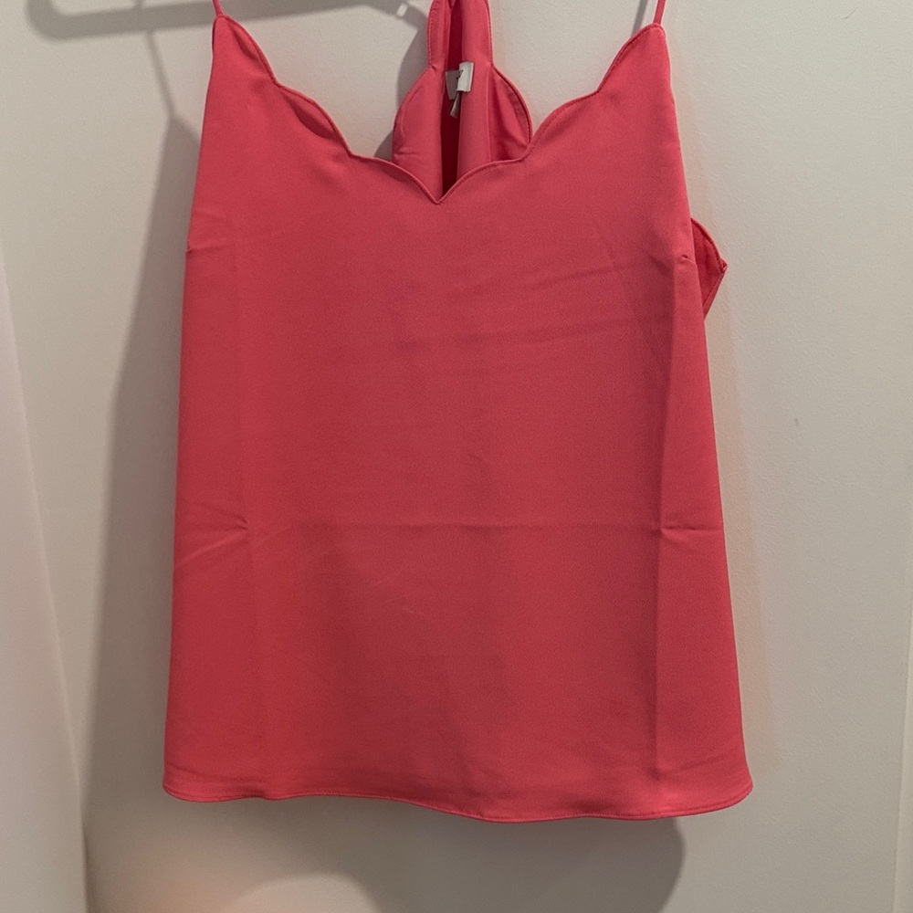 J. Crew Factory Scalloped V-Neck Coral Pink Camisole